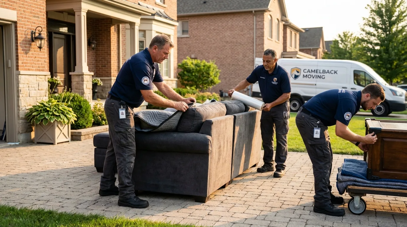 Large estate moving crew wrapping furniture in Long Beach, MS