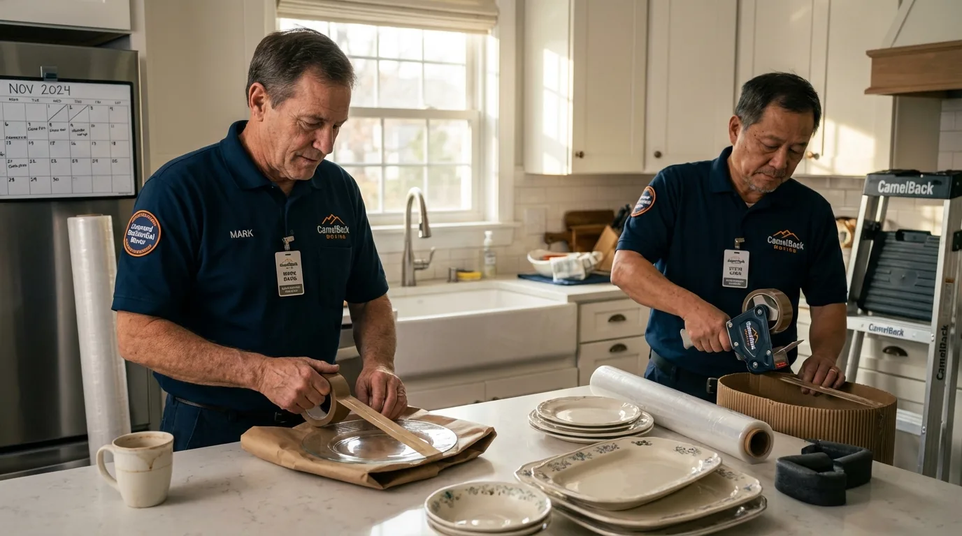 Professional crew packing kitchen dishware in Long Beach, MS